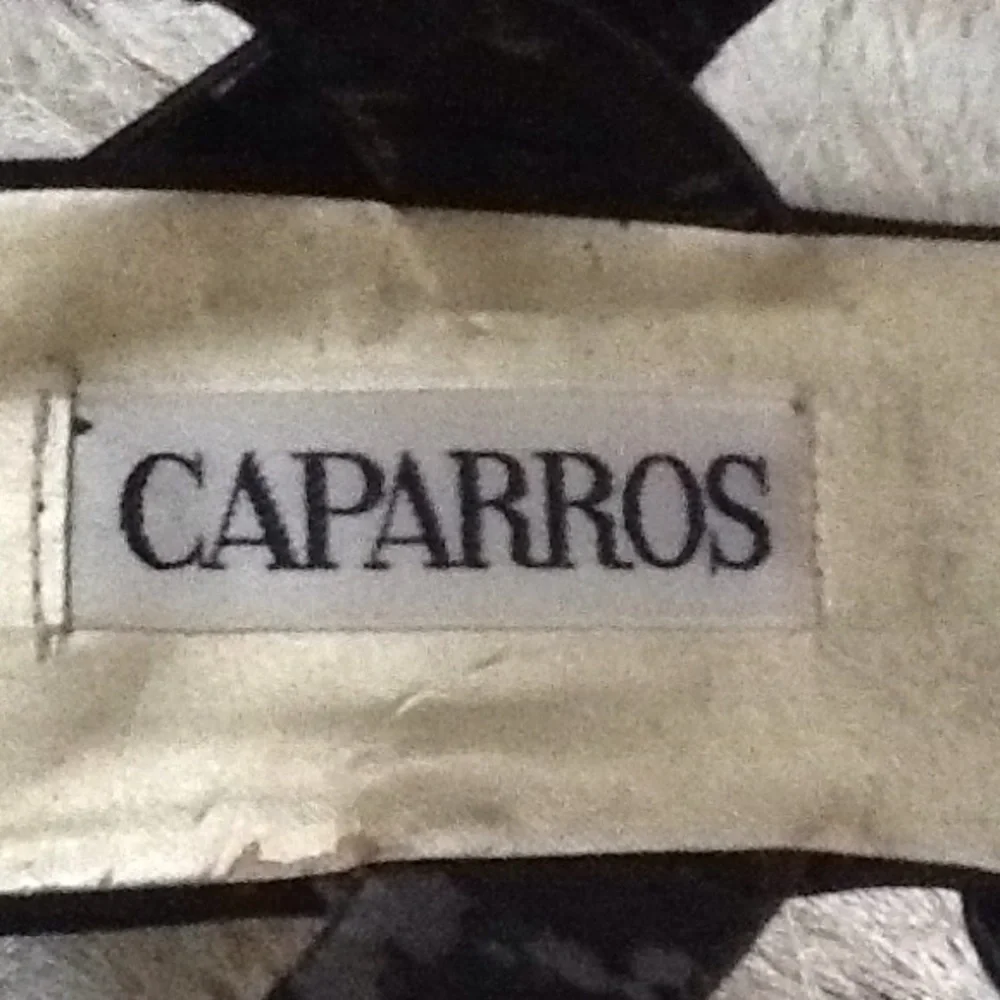 Caparro's‎ Black Satin Rhinestone Large Buckle Square Heels Shoes